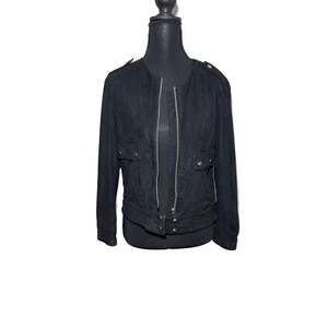 H&M Faux Suede Bomber Jacket Soft Lined Versatile Staple Piece Streetwear